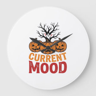 Aktuelle Stimmung Halloween-Kürbis-Vintage-Shirt-D Große Wanduhr