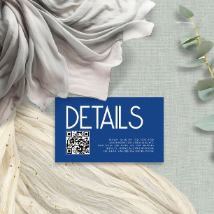 Aktuelle Text QR Code Blue Wedding Details Begleitkarte