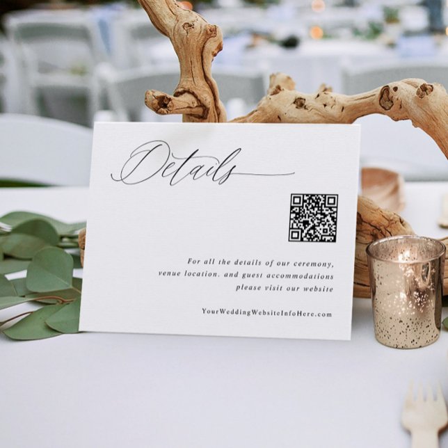 Aktuelle White Wedding Details QR Code Begleitkarte (Von Creator hochgeladen)