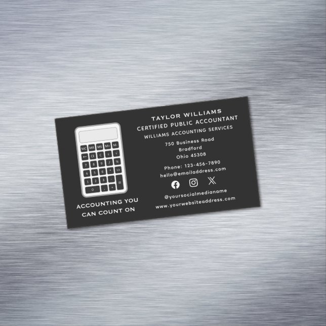 Aktueller Kontokorrent für Social Media Magnetische Visitenkarte (Beispiel)