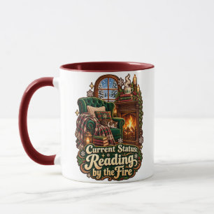 Aktueller Status: Lesend am Feuer Winter Tasse