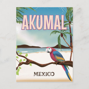 Akumal Mexico Strand Reiseplakat Postkarte
