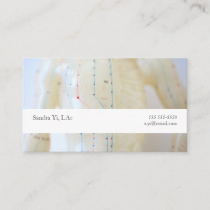 Akupunktur und Arme mit Textfeld Visitenkarte