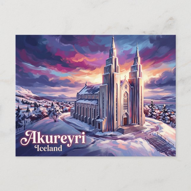 Akureyrarkirkja Island Postkarte (Vorderseite)