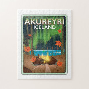 Akureyri Island Reiseplakat Puzzle