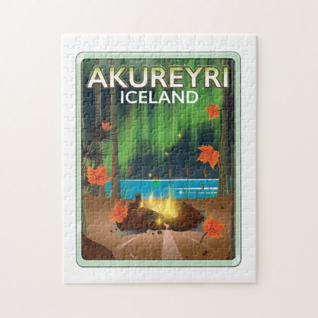Akureyri Island Reiseplakat Puzzle (Vertikal)
