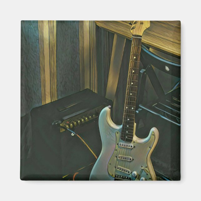 Akustik-Bass E-Gitarre-Geschenk Magnet (Vorne)