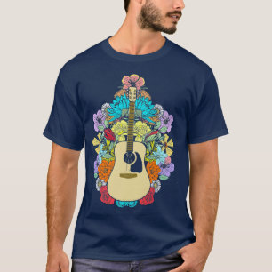 Akustikgitarre Blumenstrauß Künstlerisch Vintage M T-Shirt