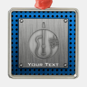Akustikgitarre; Gebürsteter Metallblick Silbernes Ornament