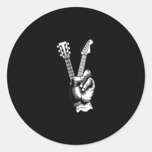 Akustikgitarre Gitarrist Bassist Musiker Runder Aufkleber