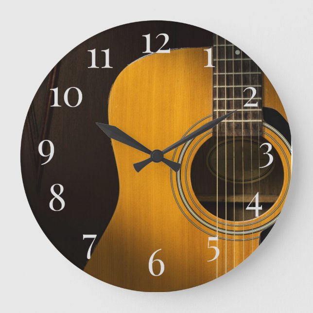 Akustikgitarre Große Wanduhr (Vorderseite)