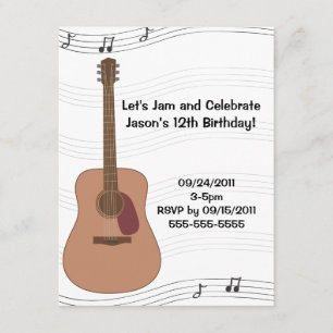 Akustikgitarre-Illustrations-Geburtstags-Einladung Einladung