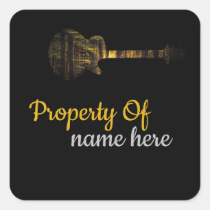 Akustikgitarre-Logo personalisiert  Quadratischer Aufkleber