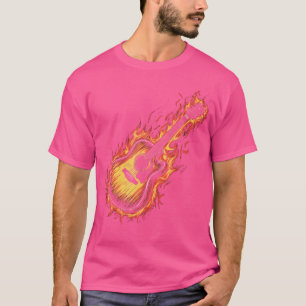 Akustikgitarre mit Flammen T-Shirt