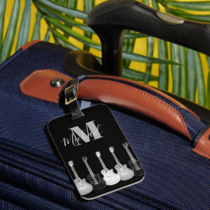 Akustikgitarre monochromatischer Gitarrist Monogra Gepäckanhänger