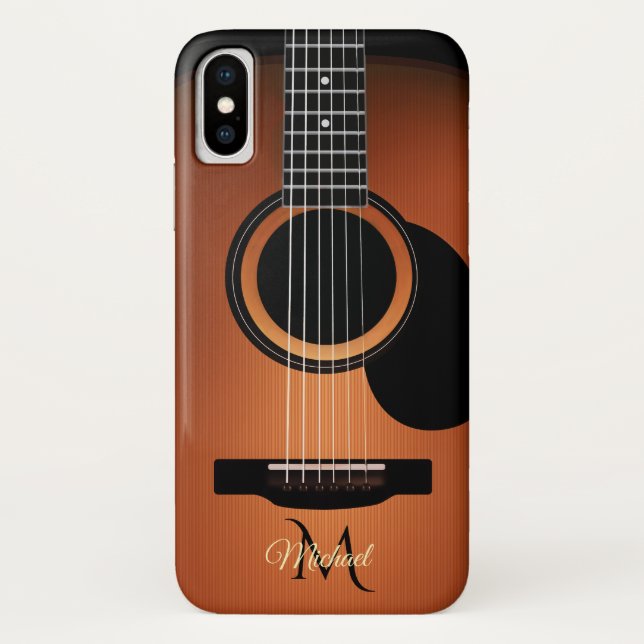 Akustikgitarre-Monogramm iPhone X Fall Case-Mate iPhone Hülle (Rückseite)