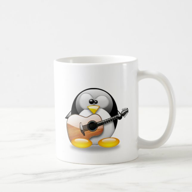 Akustikgitarre Tux (Linux Tux) Kaffeetasse (Rechts)