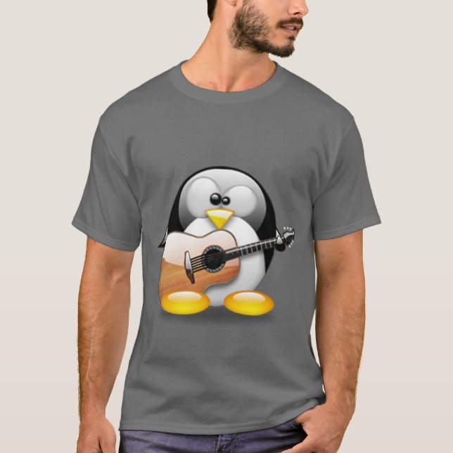 Akustikgitarre Tux (Linux Tux) T-Shirt (Vorderseite)