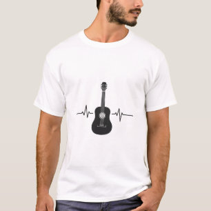 Akustikgitarren-Herzschlag-Lebenslinie - Musiklieb T-Shirt