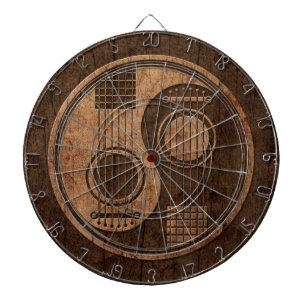 Akustikgitarren Yin Yang mit hölzernem Korn-Effekt Dartscheibe