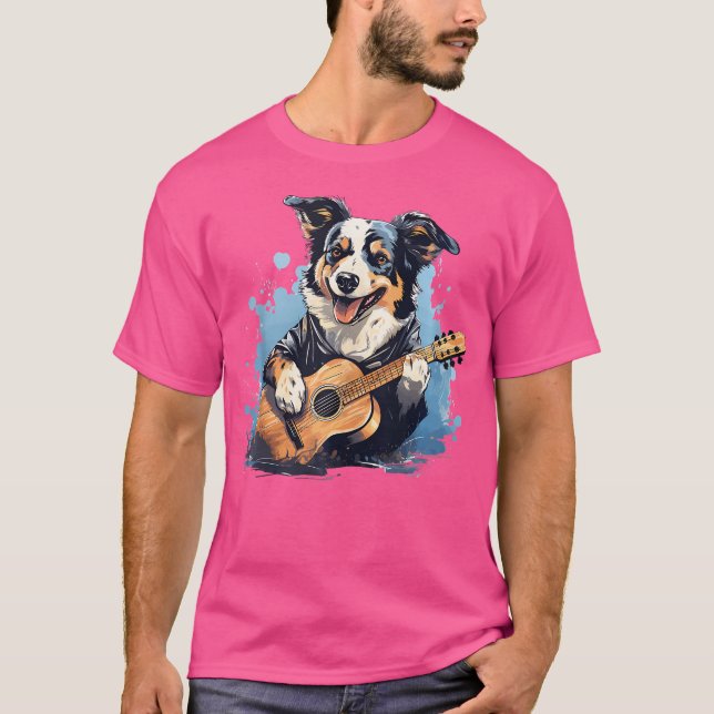 Akustikgitarrist Gitarrist Dog spielt akustische G T-Shirt (Vorderseite)