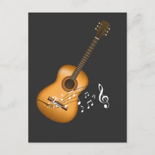 Akustikgitarrist Musical Notes Art Musician Postkarte