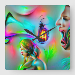 Akustikophobie Quadratische Wanduhr