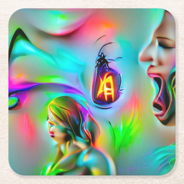 Akustikophobie Rechteckiger Pappuntersetzer (Vorderseite)