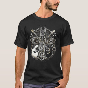 Akustische E-Gitarre Kreuz Christlicher Gott Jesus T-Shirt