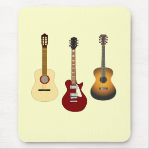 Akustische elektrische Gitarren Musikerband Gitarr Mousepad
