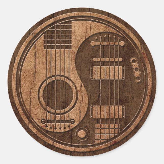 Akustische elektrische Gitarren Yin Yang Wood Effe Runder Aufkleber (Vorderseite)