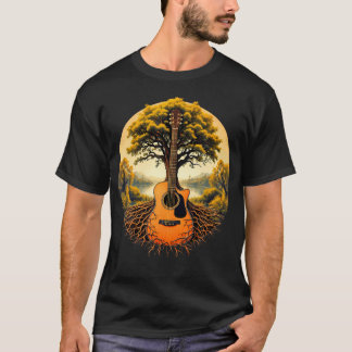 Akustische Gitarre Baum des Lebens See  Wald Natur T-Shirt