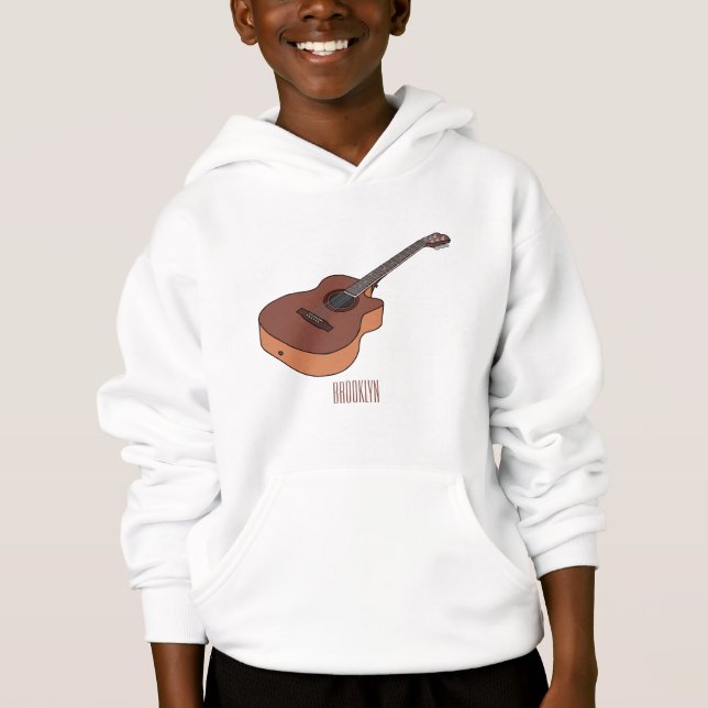Akustische Gitarre-Cartoon-Abbildung Hoodie (Vorderseite)