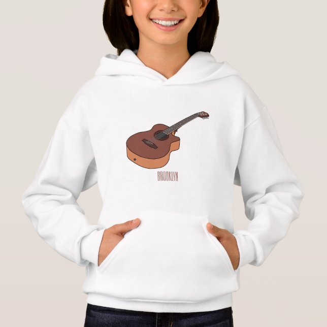 Akustische Gitarre-Cartoon-Abbildung Hoodie (Vorderseite)