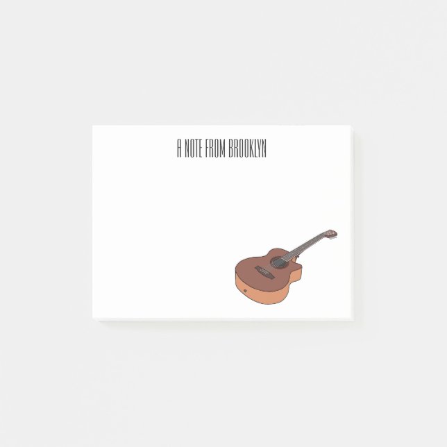 Akustische Gitarre-Cartoon-Abbildung Post-it Klebezettel (Vorderseite)