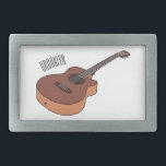 Akustische Gitarre-Cartoon-Abbildung Rechteckige Gürtelschnalle<br><div class="desc">Akustische Gitarre-Cartoon-Abbildung</div>