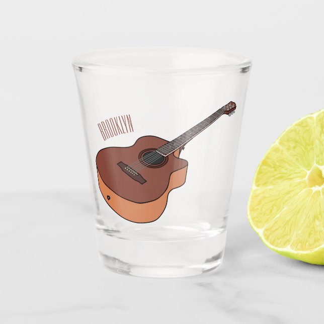 Akustische Gitarre-Cartoon-Abbildung Schnapsglas (Vorderseite)