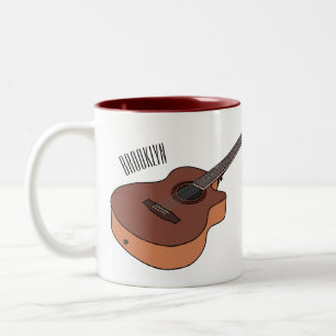 Akustische Gitarre-Cartoon-Abbildung Zweifarbige Tasse