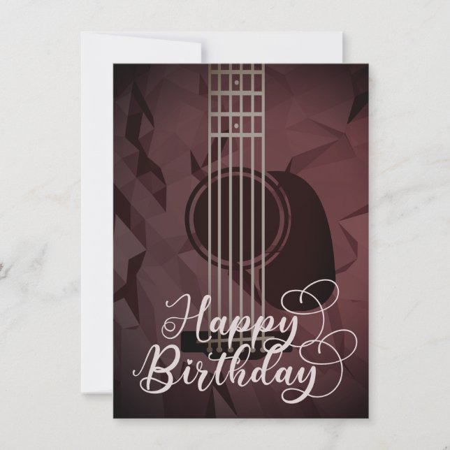 Akustische Gitarre Happy Birthday Flat Card Einladung (Vorderseite)