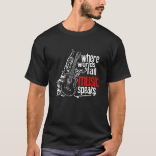 Akustische Gitarre, in der Worte Musik Versagend s T-Shirt