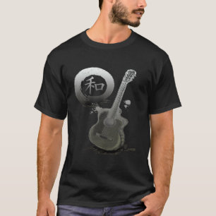 Akustische Gitarre & Japanischer Zen-Kreis T-Shirt