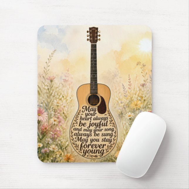 Akustische Gitarre mit Forever Young Text Mousepad (Mit Mouse)