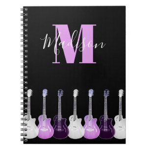 Akustische Gitarre Monogramm Illustration pink Notizblock