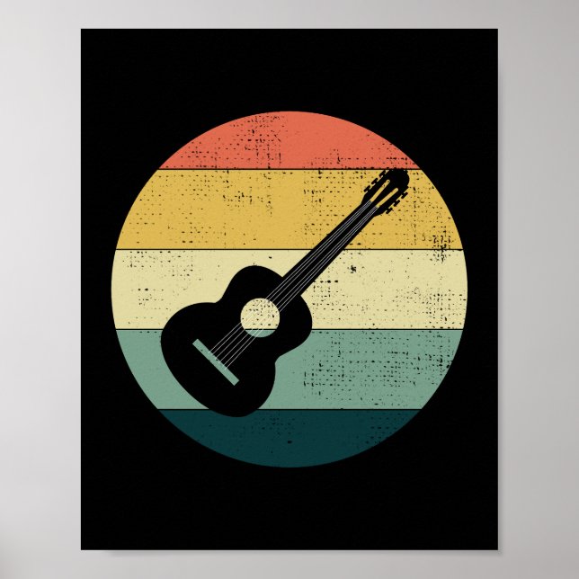 Akustische Gitarre Musiker Bassist Retro Poster (Vorne)