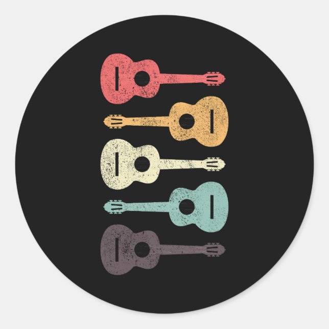 Akustische Gitarre Musiker Bassist Retro Runder Aufkleber (Vorderseite)