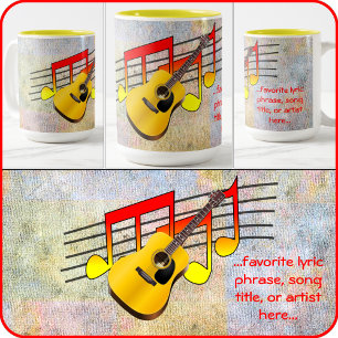 Akustische Gitarre & Noten - Zweifarbige Tasse