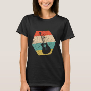 Akustische Gitarre Retro Abgenutzt Sechseck Gitarr T-Shirt