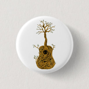 Akustische Gitarre Shirt Tree of Life Gitarre Spie Button