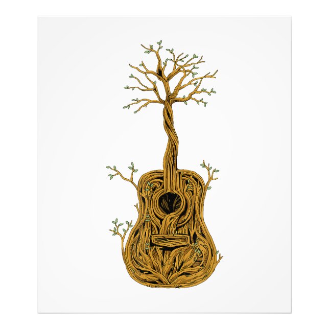 Akustische Gitarre Shirt Tree of Life Gitarre Spie Fotodruck (Vorne)