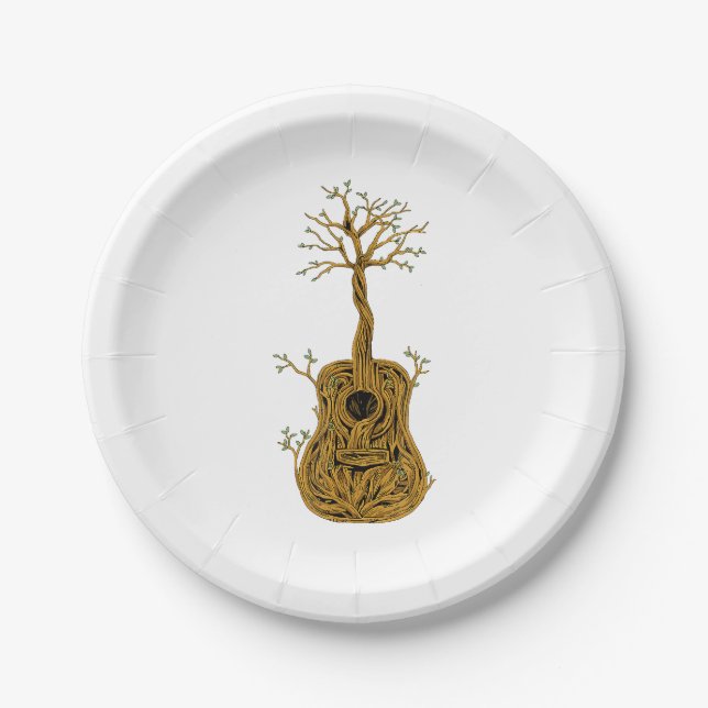Akustische Gitarre Shirt Tree of Life Gitarre Spie Pappteller (Vorderseite)